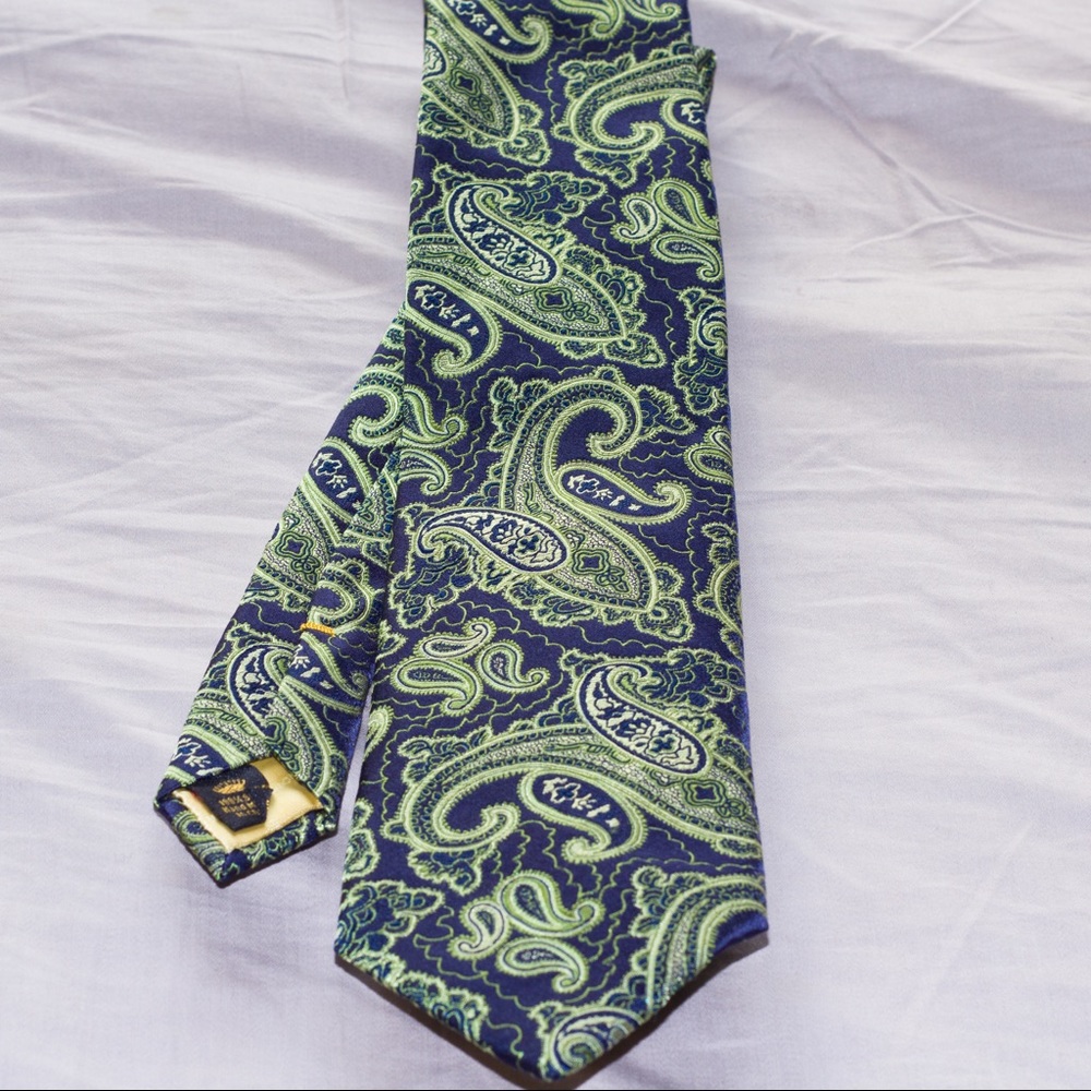 Green & Navy Paisley Silk Tie
